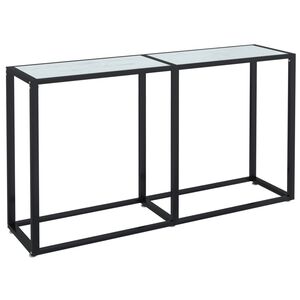 vidaXL Table console Marbre blanc 140x35x75,5 cm Verre tremp&eacute;