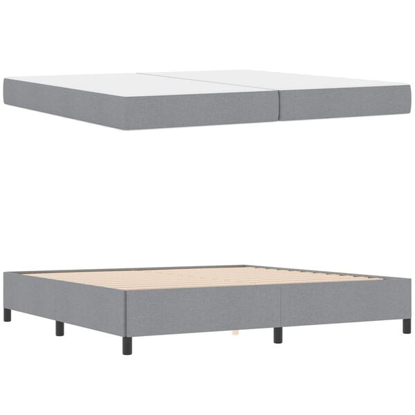 vidaXL Lit &agrave; ressorts avec matelas Gris clair 200 x 200 cm tissu