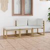 vidaXL Salon de jardin 3 pcs avec coussins cr&egrave;me
