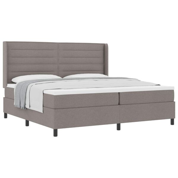 vidaXL Lit &agrave; ressorts avec matelas Taupe 200 x 200 cm tissu