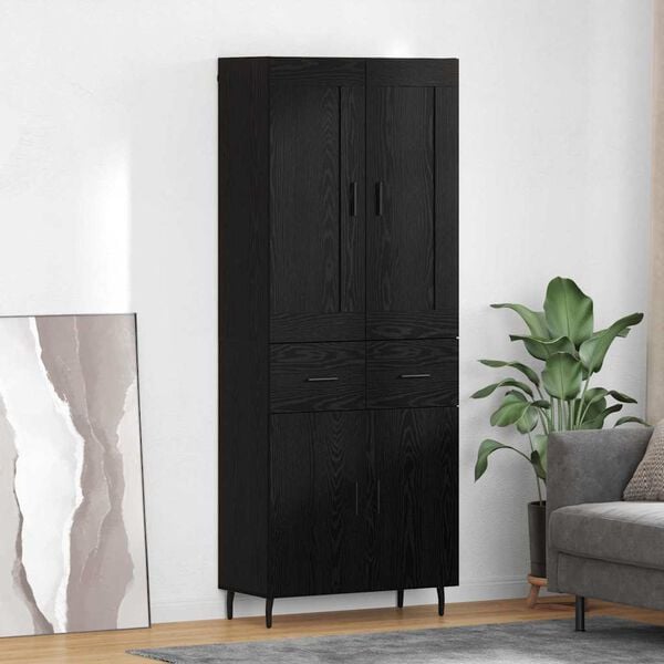 vidaXL Haut Armoire avec tiroir 2 pcs Ch&ecirc;ne noir Bois d'ing&eacute;nierie