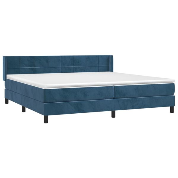 vidaXL Sommier &agrave; lattes de lit et matelas Bleu fonc&eacute; 200x200cm Velours