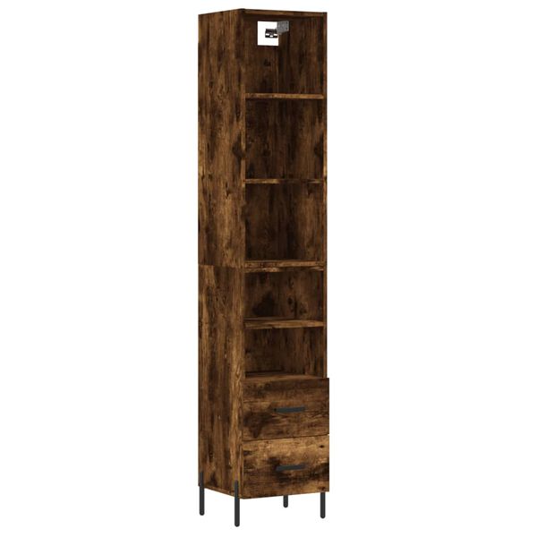 vidaXL Buffet haut Ch&ecirc;ne fum&eacute; 34,5x34x180 cm Bois d'ing&eacute;nierie