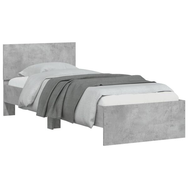 vidaXL Cadre de lit sans matelas avec t&ecirc;te de lit gris b&eacute;ton 90x190 cm