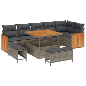 vidaXL Ensemble de canap&eacute; de jardin 9 pc 9-Nombre de places Gris
