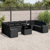 vidaXL Salon de jardin 11 pcs avec coussins noir r&eacute;sine tress&eacute;e