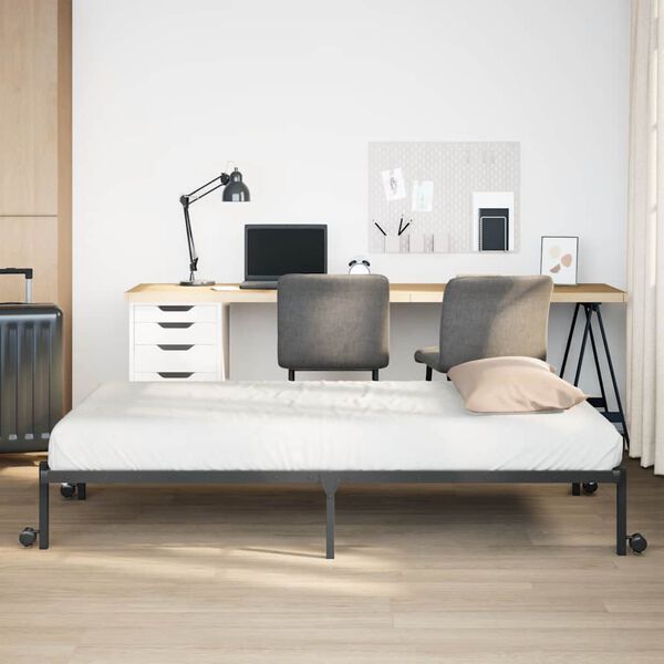 vidaXL Cadre de lit sans matelas pliable noir 100x190 cm acier