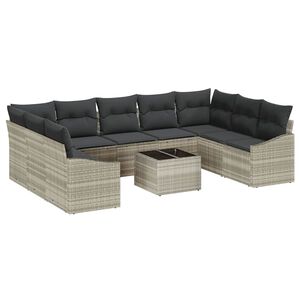 vidaXL Ensemble de canap&eacute; de jardin avec stockage Gris clair polyrotin
