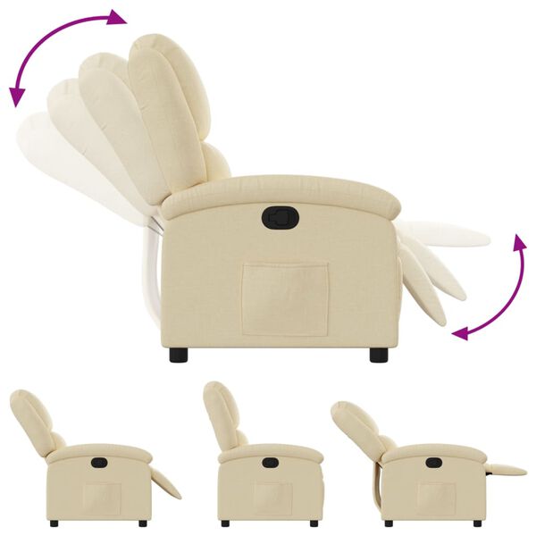 vidaXL Fauteuil inclinable cr&egrave;me tissu