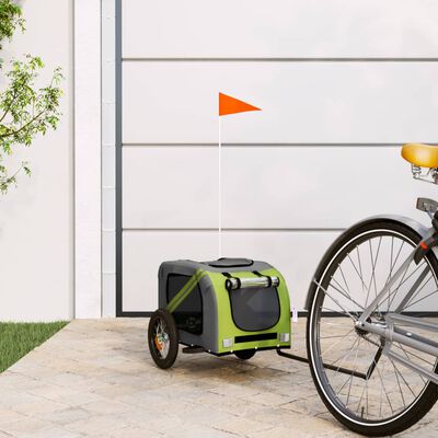 vidaXL Remorque de vélo pour animaux de compagnie vert et gris