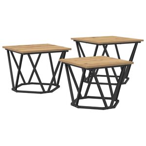 vidaXL Table basse 3 pcs Ch&ecirc;ne artisanal Bois d'ing&eacute;nierie et acier