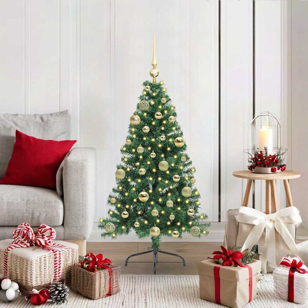 vidaXL Sapin de No&euml;l artificiel pr&eacute;-&eacute;clair&eacute; Vert 120 cm PVC