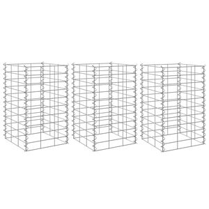 vidaXL Lits sur&eacute;lev&eacute;s en gabion 3 pcs 30x30x50 cm Fer