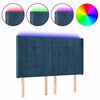 vidaXL T&ecirc;te de lit &agrave; LED Bleu fonc&eacute; 147x16x118/128 cm Velours