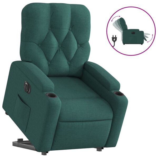 vidaXL Fauteuil inclinable &eacute;lectrique vert fonc&eacute; tissu
