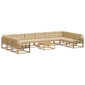vidaXL Ensemble de canap&eacute;s d'ext&eacute;rieur 11 pc Blanc et Beige