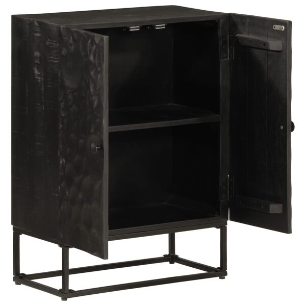 vidaXL Buffet noir 55x30x76 cm bois massif de manguier et fer