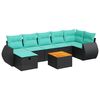 vidaXL Salon de jardin 8 pcs avec coussins noir r&eacute;sine tress&eacute;e