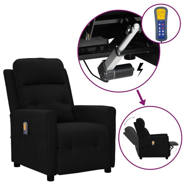 vidaXL Fauteuil de massage Noir Tissu