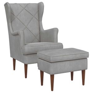 vidaXL Fauteuil avec pouf 2 pc Gris clair Velours