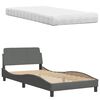 vidaXL Lit avec matelas Hanko gris fonc&eacute; 100x200 cm tissu