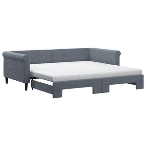 vidaXL Lit de jour et gigogne et matelas gris fonc&eacute; 100x200 cm velours