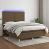 vidaXL Sommier &agrave; lattes de lit matelas et LED Marron fonc&eacute; 140x190 cm