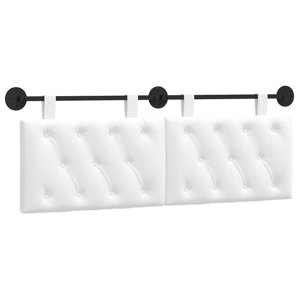 vidaXL T&ecirc;te de lit suspendue Montage mural Blanc 130 x 55 x 7 cm tissu