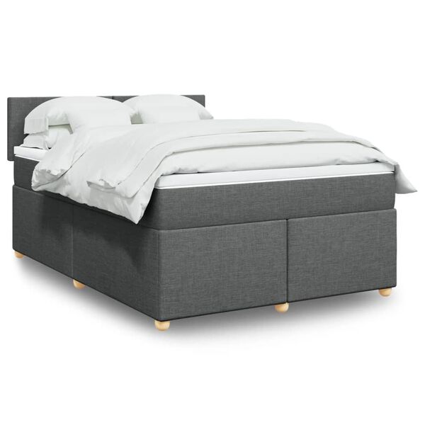 vidaXL Sommier à lattes de lit avec matelas Gris foncé 160x200cm Tissu