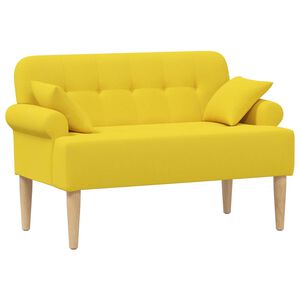 vidaXL Canap&eacute; love seat avec capitonnage en boutons Jaune clair Tissu
