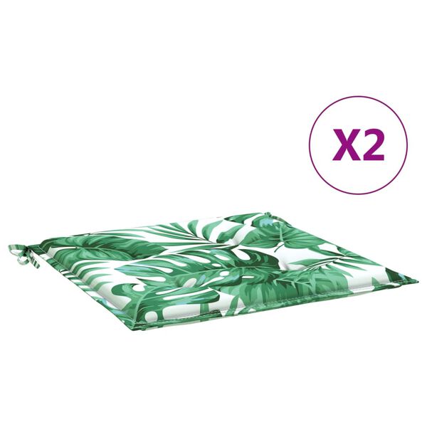 vidaXL Coussins de chaise lot de 2 motif de feuilles 40x40x4 cm tissu