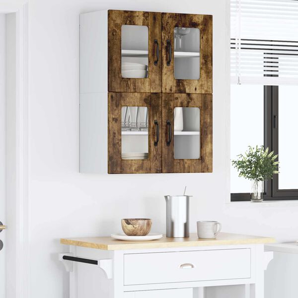 vidaXL Armoire de cuisine avec porte 2 pcs Ch&ecirc;ne fum&eacute; 60 x 31 x 40 cm