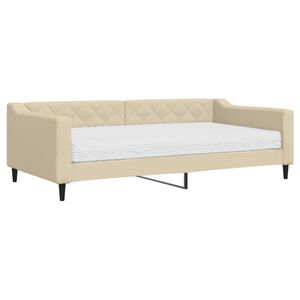 vidaXL Lit de jour avec matelas crème 100x200 cm tissu
