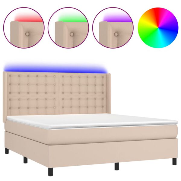 vidaXL Sommier &agrave; lattes de lit matelas LED Cappuccino 180x200 cm