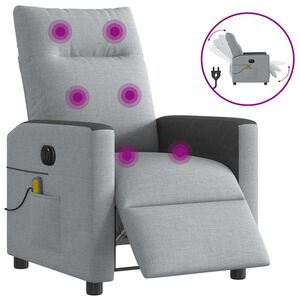 vidaXL Fauteuil de massage inclinable &eacute;lectrique gris clair tissu