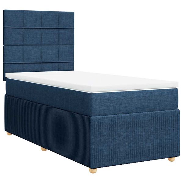 vidaXL Sommier &agrave; lattes de lit avec matelas Bleu 100x200 cm Tissu