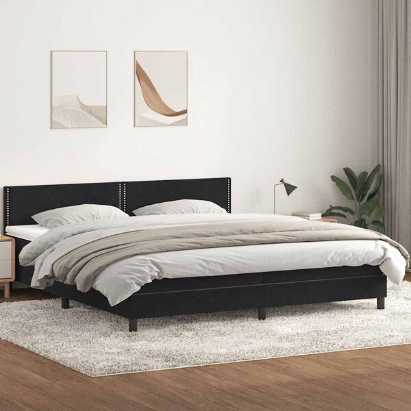 vidaXL Sommier &agrave; lattes de lit avec matelas noir 200x220 cm velours