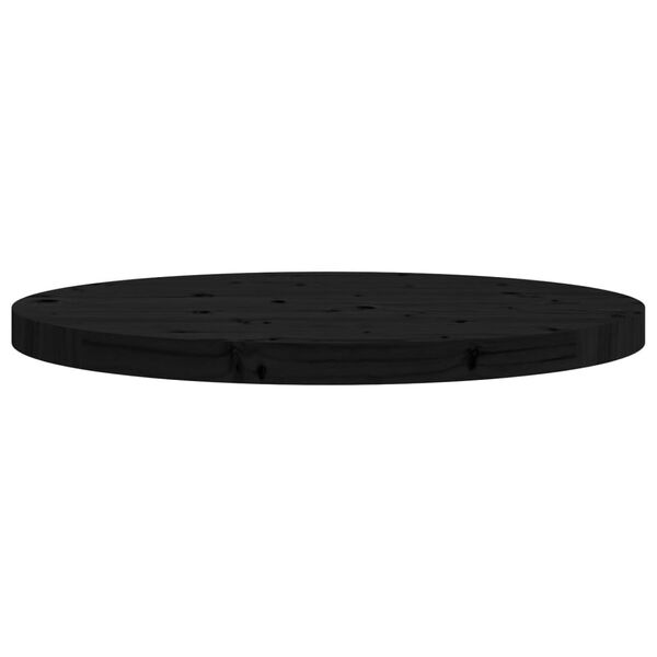 vidaXL Dessus de table rond noir &Oslash;60x3 cm bois de pin massif