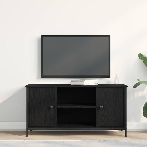 vidaXL Meuble TV Ch&ecirc;ne noir 100 x 40 x 50 cm Bois d'ing&eacute;nierie