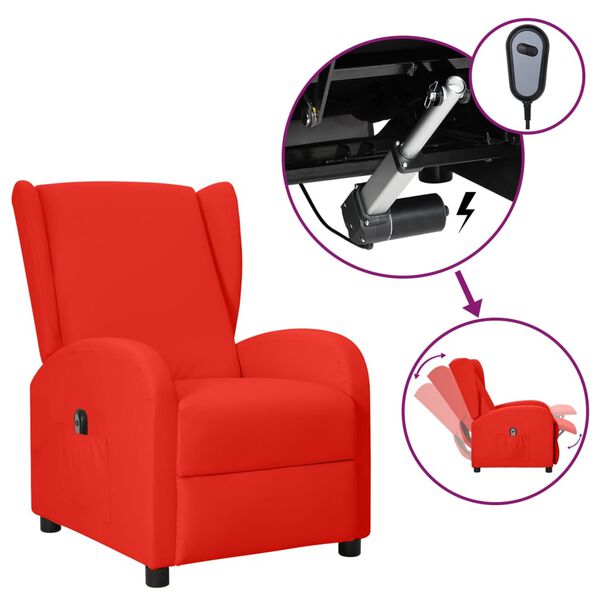 vidaXL Fauteuil inclinable &eacute;lectrique &agrave; oreilles Rouge Similicuir