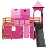 vidaXL Lit mezzanine enfants avec tour rose 80x200cm bois pin massif