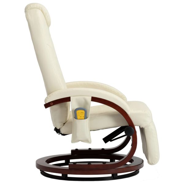 vidaXL Fauteuil de massage TV inclinable blanc cr&egrave;me similicuir