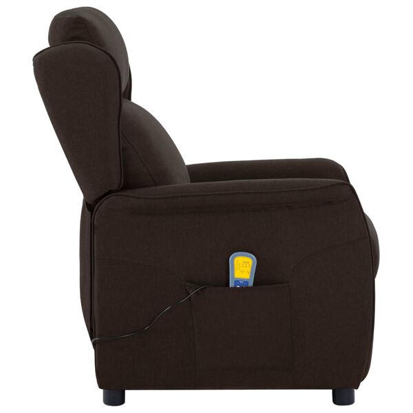 vidaXL Fauteuil de massage Marron fonc&eacute; Tissu