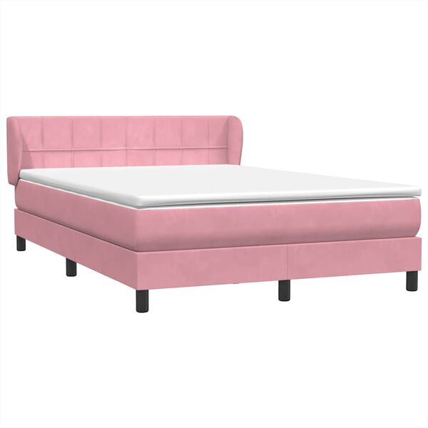 vidaXL Sommier &agrave; lattes de lit avec matelas rose 160x210 cm velours