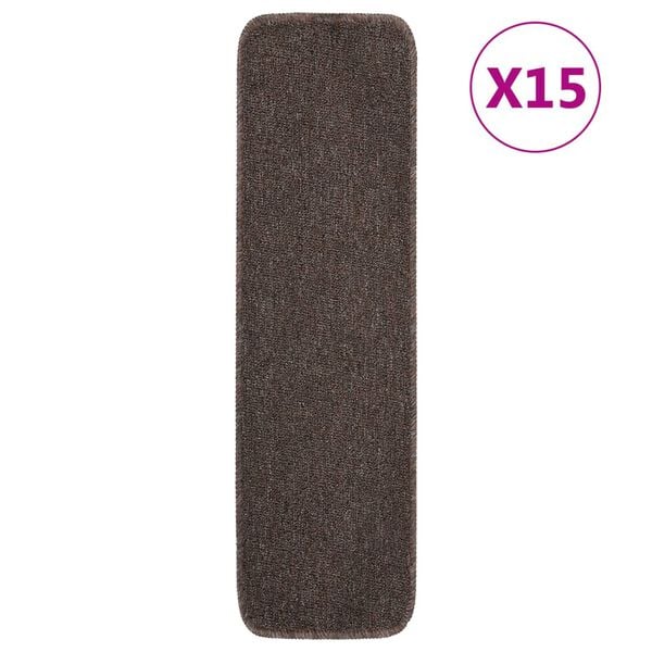 vidaXL Tapis escalier antidérapants 15pcs 75x20cm Marron Rectangulaire