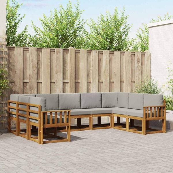 vidaXL Ensemble de canap&eacute;s d'ext&eacute;rieur 9 pcs Gris Naturel et Clair