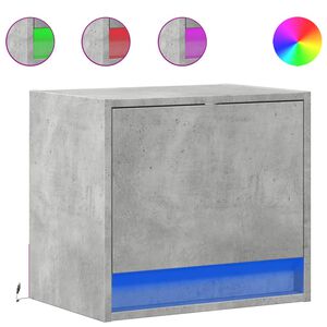 vidaXL Tables de chevet murales avec lumi&egrave;res LED 2 pcs gris b&eacute;ton