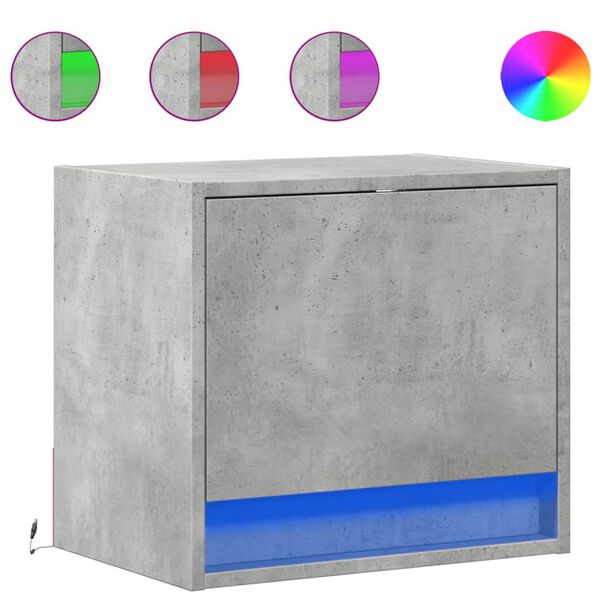 vidaXL Tables de chevet murales avec lumières LED 2 pcs gris béton