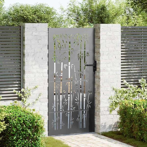 vidaXL Portail de jardin 85x200 cm acier corten design de bambou