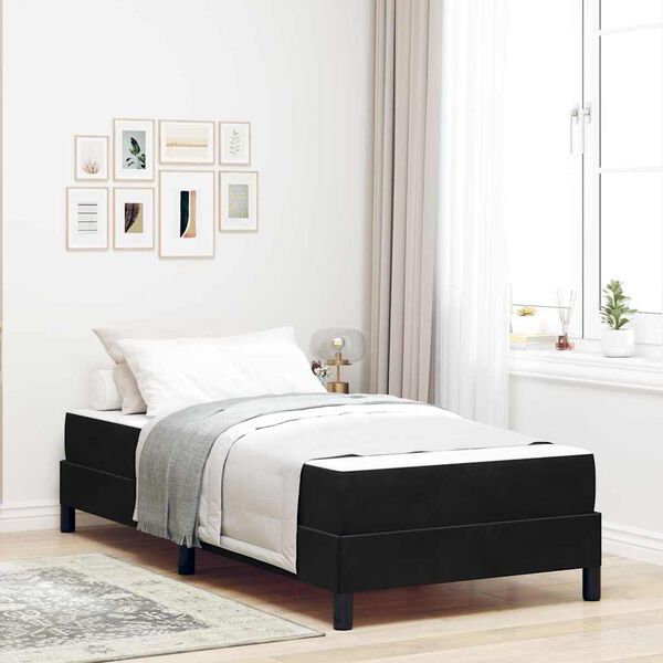 vidaXL Lit à ressorts avec matelas Noir 80 x 220 cm tissu